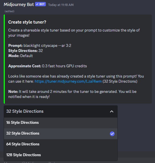 Style Tuner selector for Directions