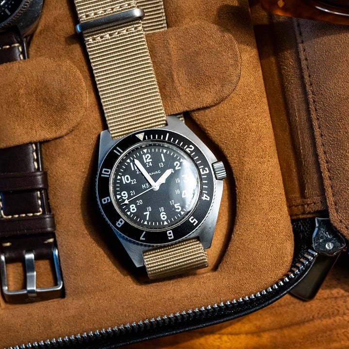 Adanac by Gallet for the U.S. and Canadian military; an early Heuer ref. 844 'Monnin.'