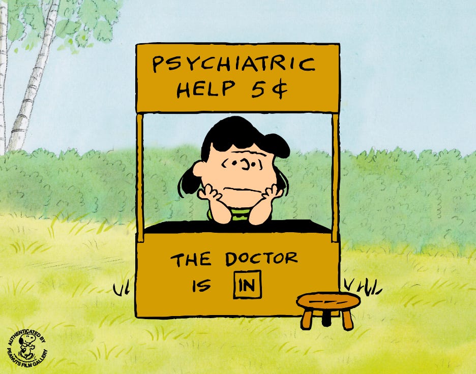PEANUTS Sericel Animation Art Lucy Psychiatric Doctor - Forgotten Treasurez®