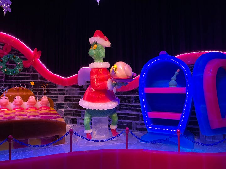 Ice sculptures and ice slide
