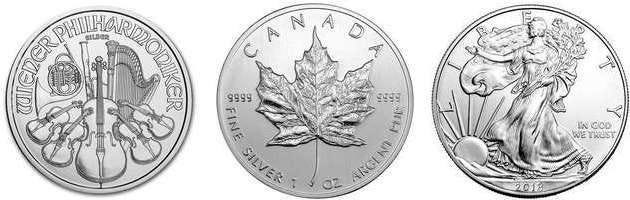 Silver Eagle, Philharmonique, Maple Leaf Silver Eagle, Philharmonique, Maple Leaf
