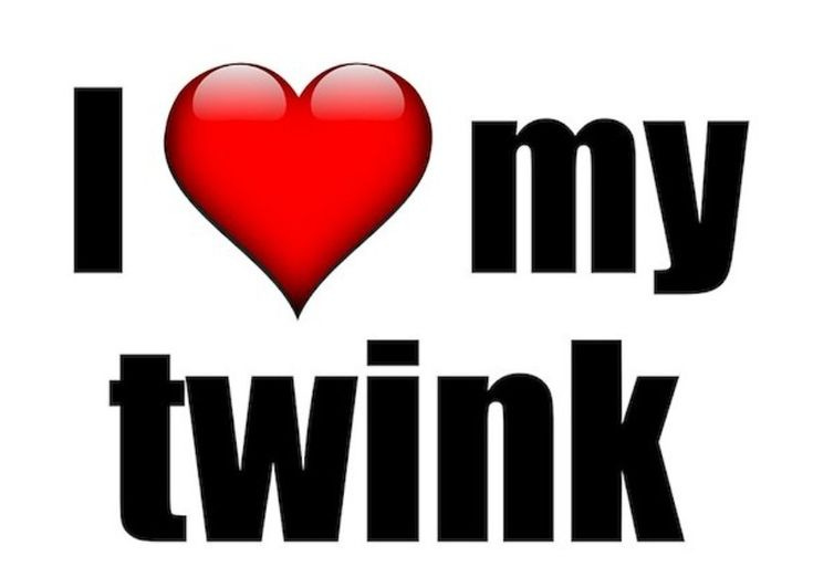 This may contain: the words i love my twink with a red heart