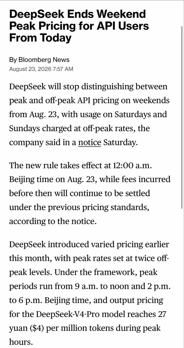 DeepSeek streicht den Peak/Off-Peak-Unterschied bei den API-Preisen