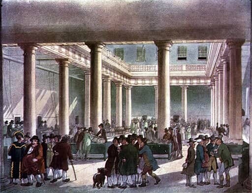 The interior of the Corn Exchange, Mark Lane, London, 1808. The interior of the Corn Exchange, Mark Lane, London, 1808.