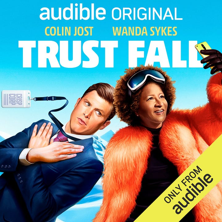 Key art for Trust Fall and The Novelizers, two cool things I got to be a part of!