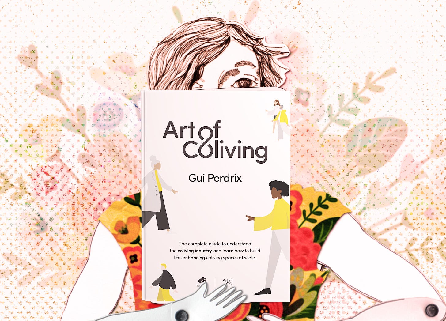 Illustration of Mitra holding book cover