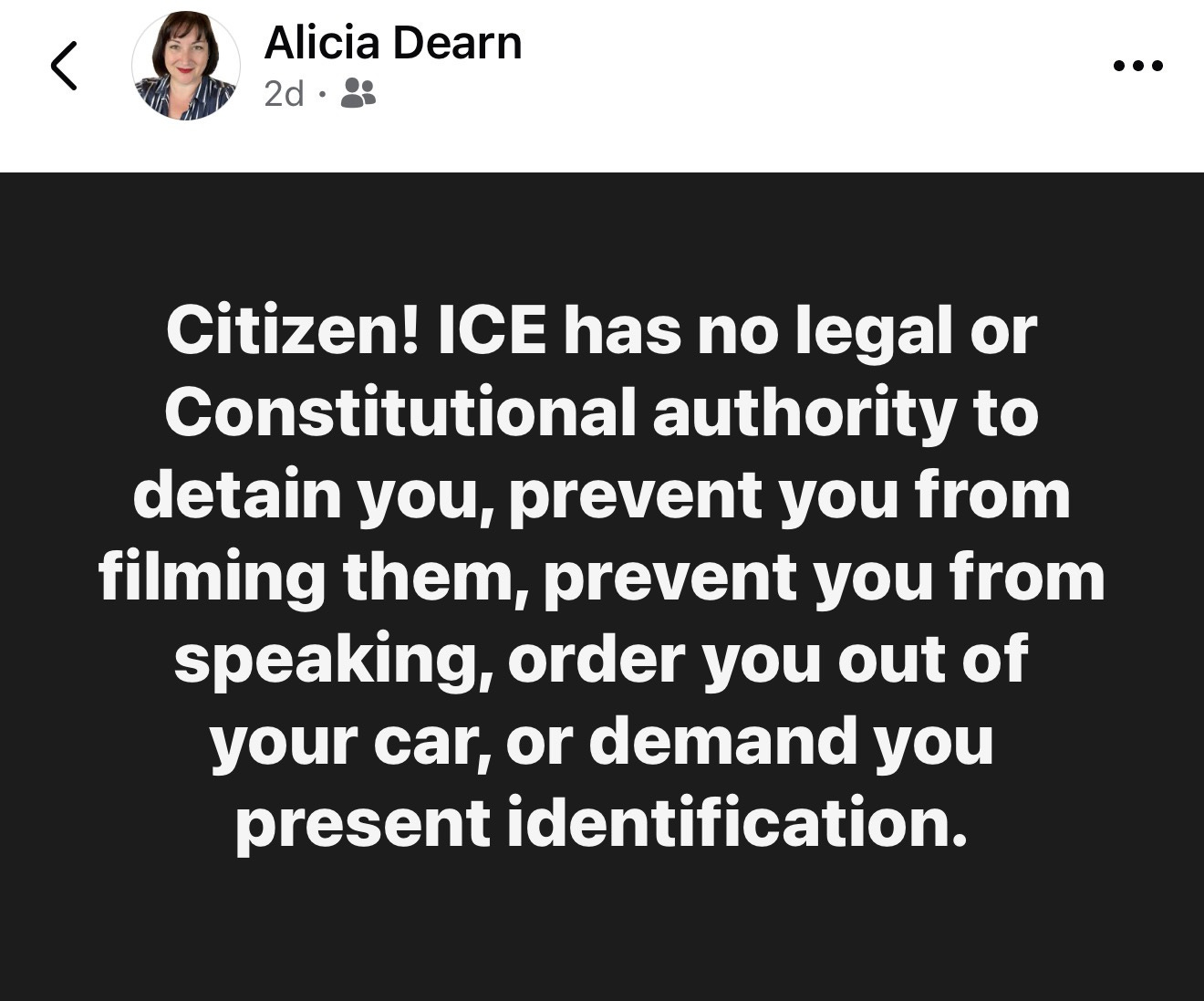 Citizen! ICE has no legal or Constitutional authority to detain you, prevent you from filming them, prevent you from speaking, order you out of your car, or demand you present identification.