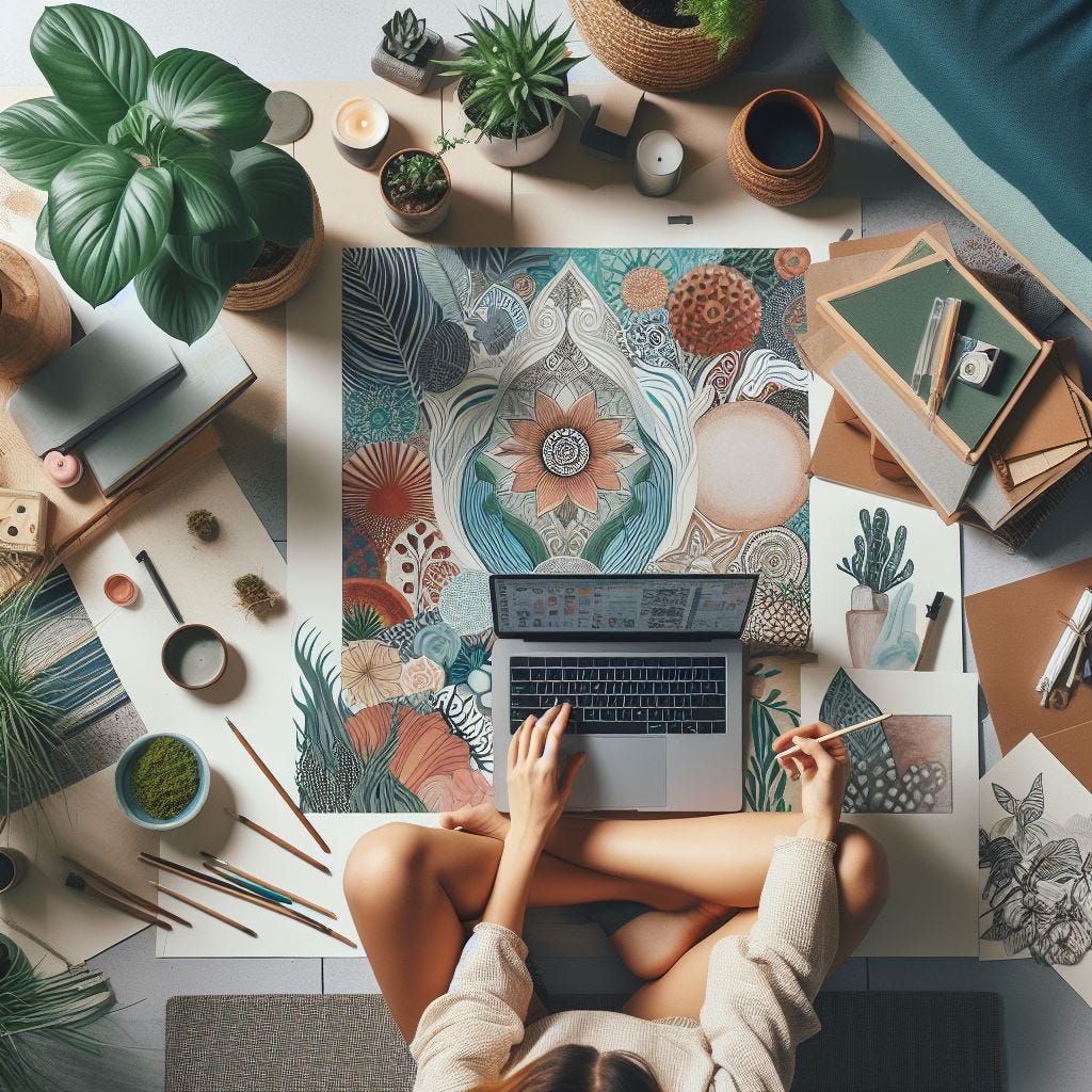 An image of a millennial being intentional as they work on a masterpiece creation