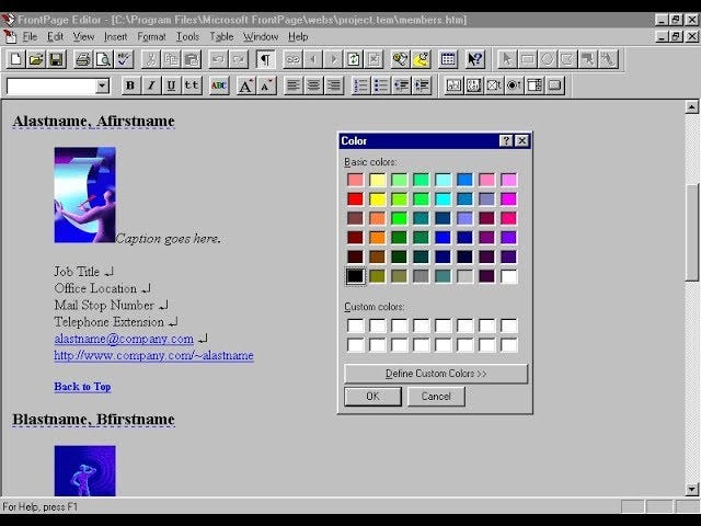 Microsoft FrontPage 1.1 in 1996 - YouTube