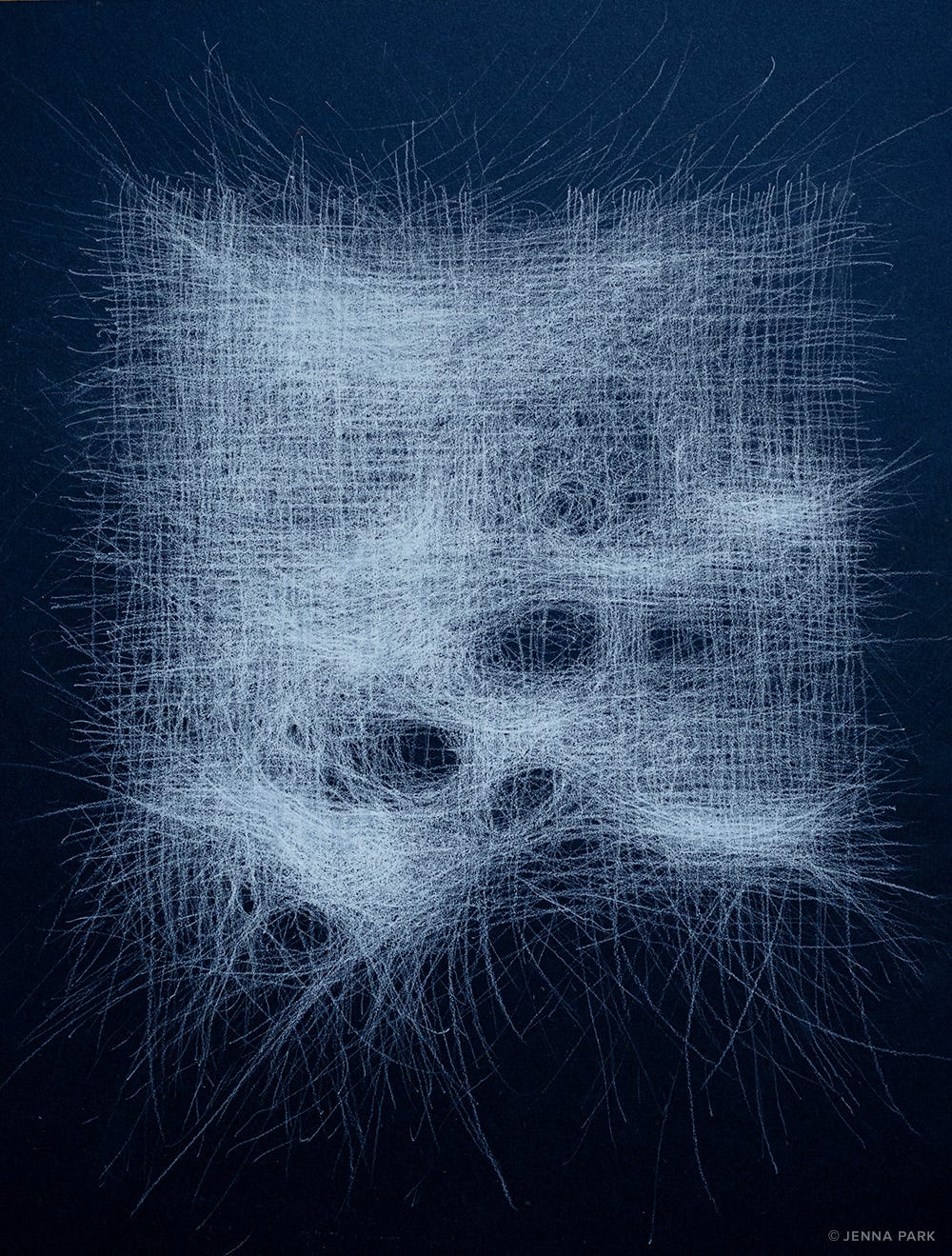 drawing, white pencil on paper