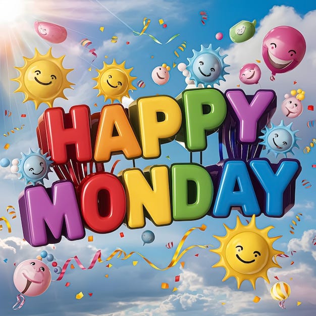 A happy monday poster with smiley face and balloons in the sky | Premium AI-generated  image