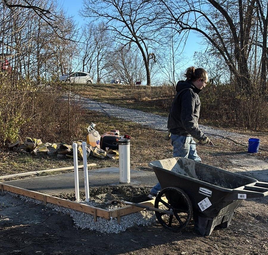 Cement 3/4 poured in frame Cement 3/4 poured in frame