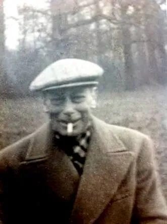 King George VI holding a cigarette, smoking with FDR, and in a candid photograph smoking outdoors