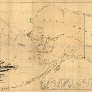 Map 1862 Map of Russian America or Alaska Territory. Map - Etsy Map 1862 Map of Russian America or Alaska Territory. Map - Etsy
