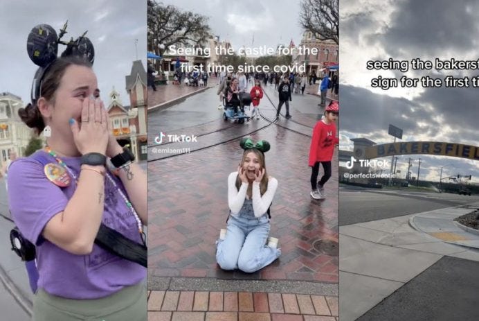 Disney Adults' become online talking point after woman falls to her knees  at Disney World