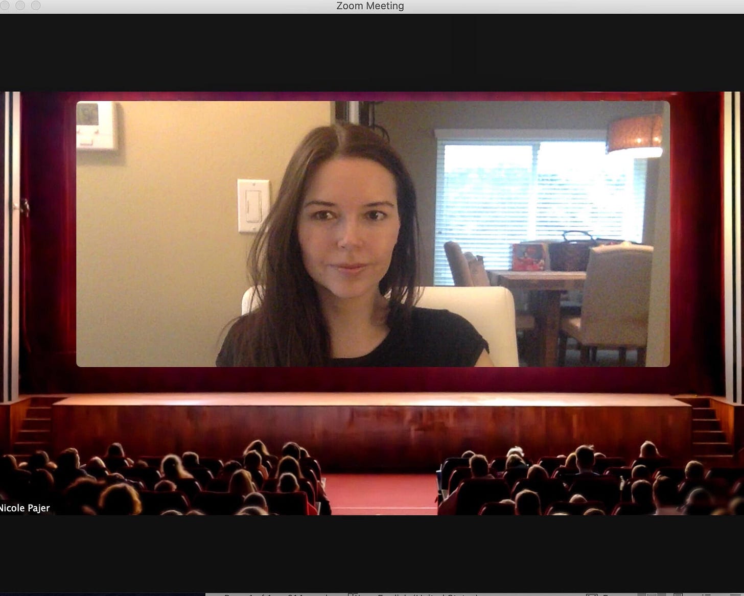 May be an image of 1 person, indoor and text that says 'Zoom Meeting icole Pajer'