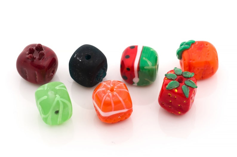 1 one piece Cube fruit / berry/ lampwork bead / craft image 1