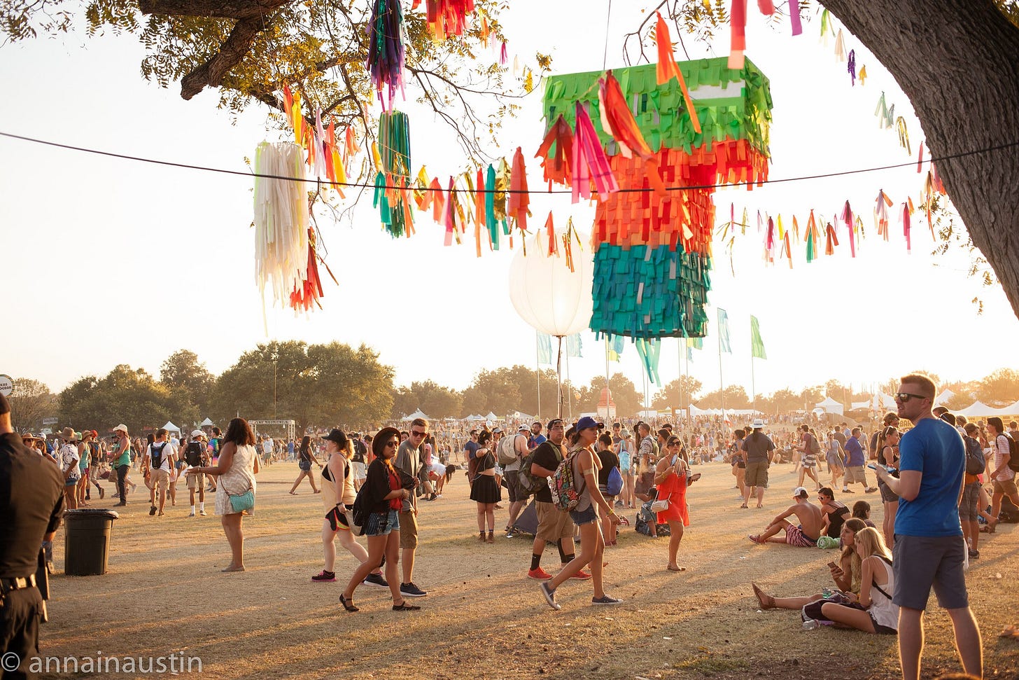 Festivalgoers under the oaks at Austin City Limits Music Festival in Zilker Park