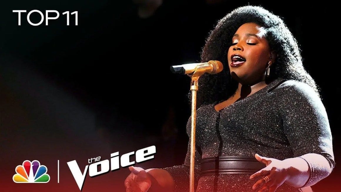 Team Kelly's Kymberli Joye performs "Break Every Chain" during The Voice Live Top 11 Performances. Team Kelly's Kymberli Joye performs "Break Every Chain" during The Voice Live Top 11 Performances.
