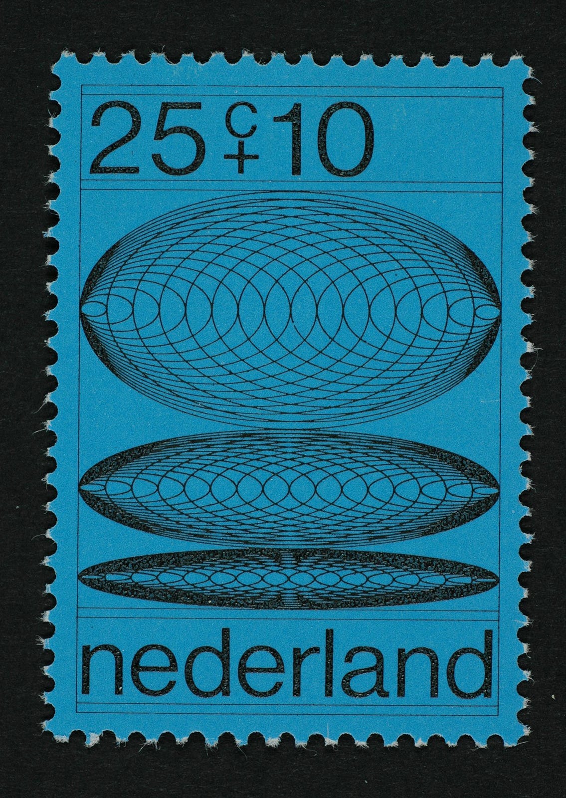 Ootje Oxenaar, Postzegel Nederland 1970, Zomerpostzegel Overgangsfasen van concentrische cirkels met oplopende diameter, 1970 [Postzegelontwerpen, postzegels en affiches, Nationaal Archief, Den Haag]