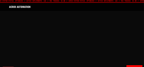 Screen shots of the acrid automation landing page highlighting the spacing and acrid scrolling head animation graphic that was not formatted properly.