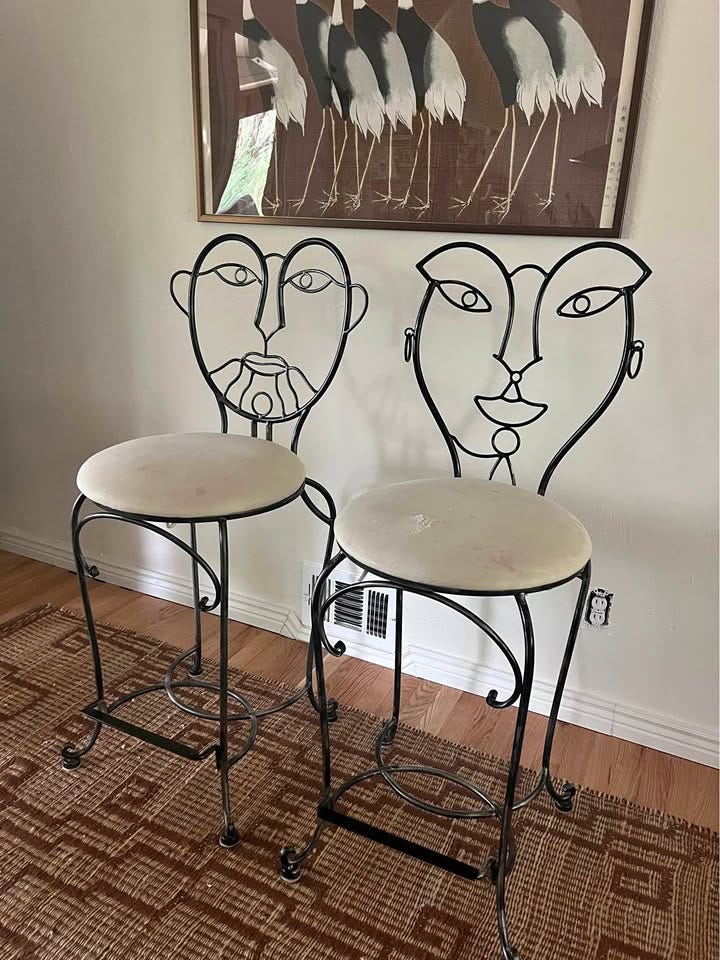 Product photo of Vintage John Risley Iron Face Counter Stools