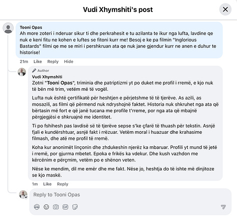 Materiale të dokumentuara nga rrjetet sociale që pasqyrojnë reagimet ndaj hulumtimit, përfshirë diskursin publik, etiketimet dhe format e presionit verbal që shfaqen pas publikimit.