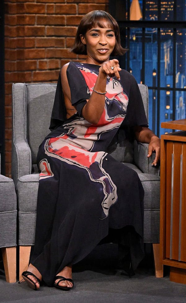 AFTER THE HUNT Star Ayo Edebiri in Conner Ives on LATE NIGHT WITH SETH  MEYERS - Tom + Lorenzo