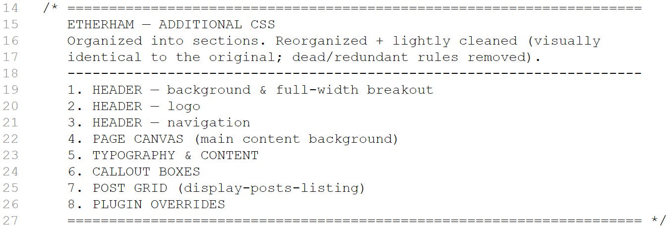 CSS sections for EtherHam.com CSS sections for EtherHam.com