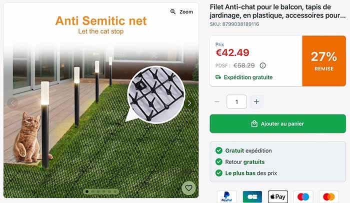 Screenshot of an ad selling what is described as an "Anti Semitic net".