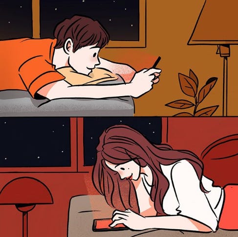 Boy and Girl Texting | Know Your Meme