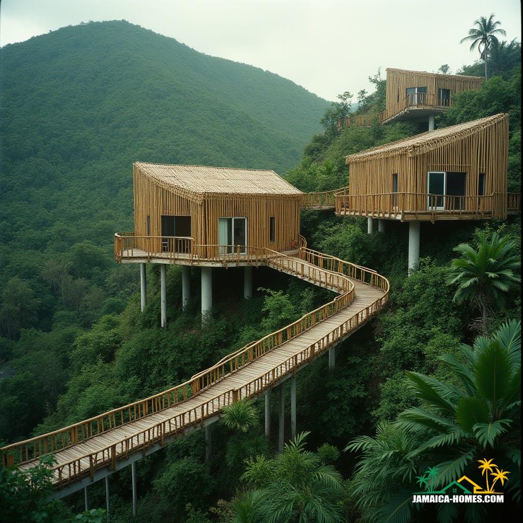 Bamboo home on hill in Jamaica