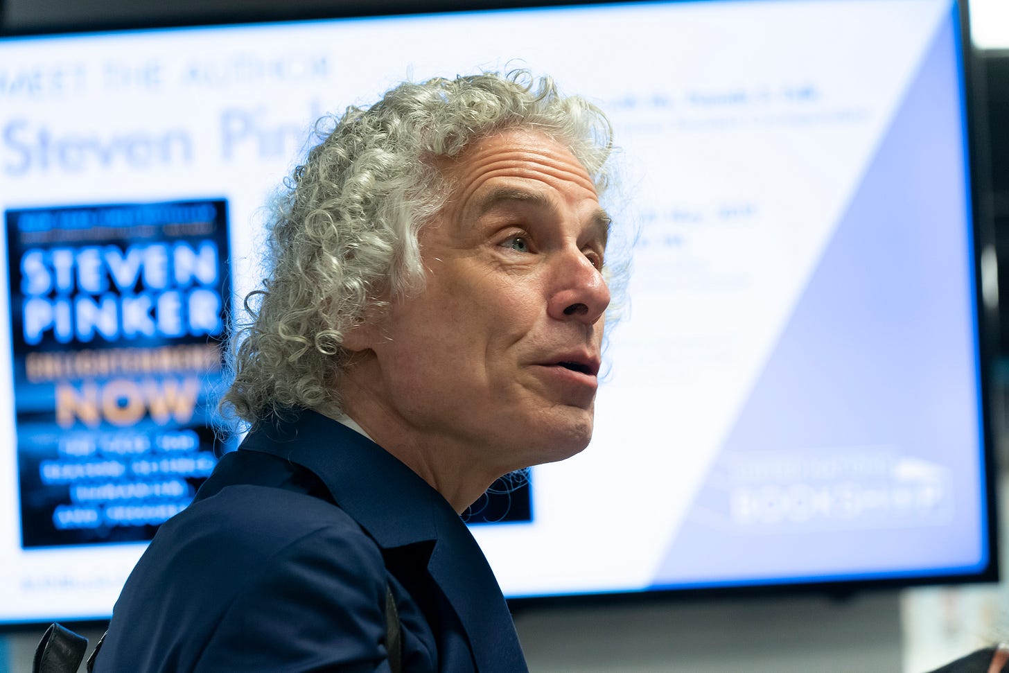 Steven Pinker speaks at the UN bookshop in 2020. Steven Pinker speaks at the UN bookshop in 2020.