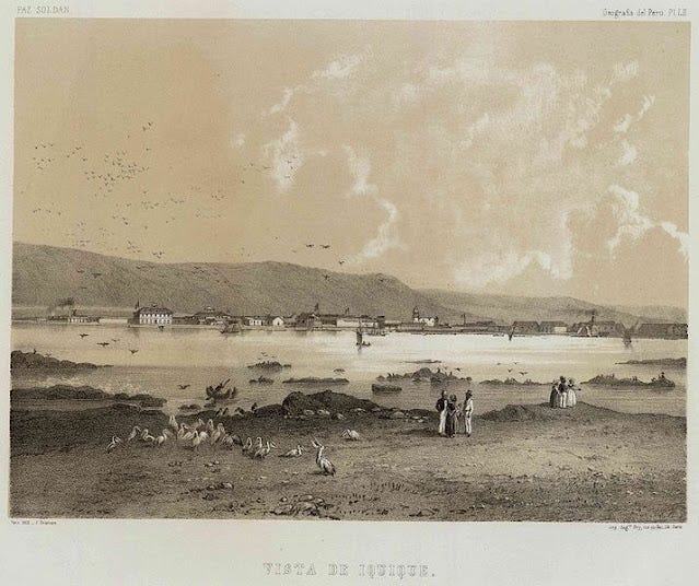 Iquique 1865 by Mariano Felipe Paz Soldan from wikimedia commons Iquique 1865 by Mariano Felipe Paz Soldan from wikimedia commons