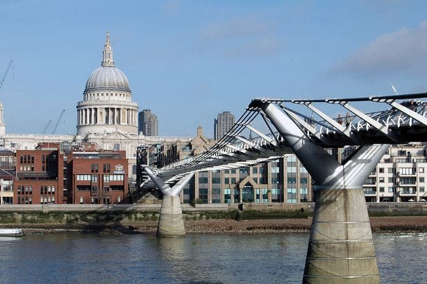 The Millennium Bridge was nicknamed "The Wobbly Bridge" The Millennium Bridge was nicknamed "The Wobbly Bridge"