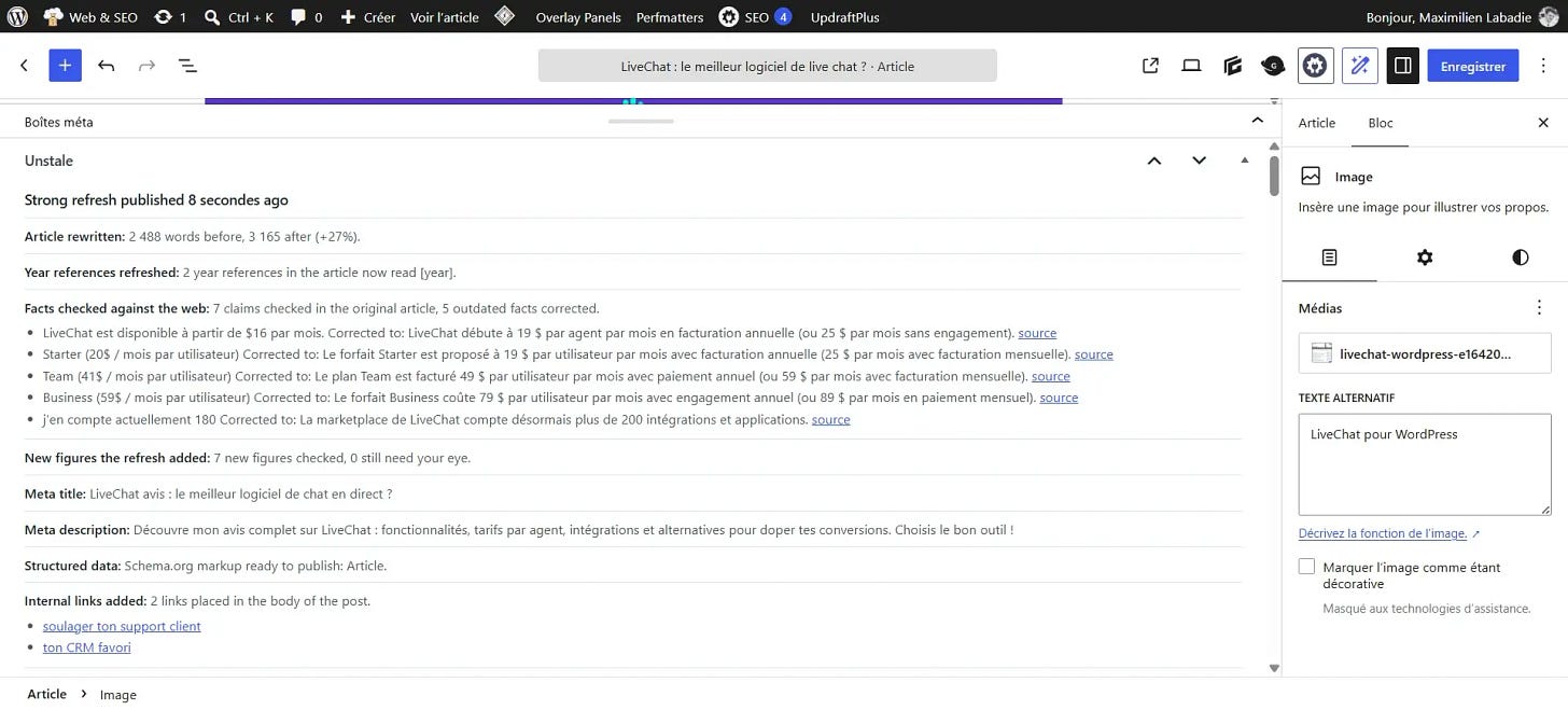 Contenu rafraîchi avec Unstale