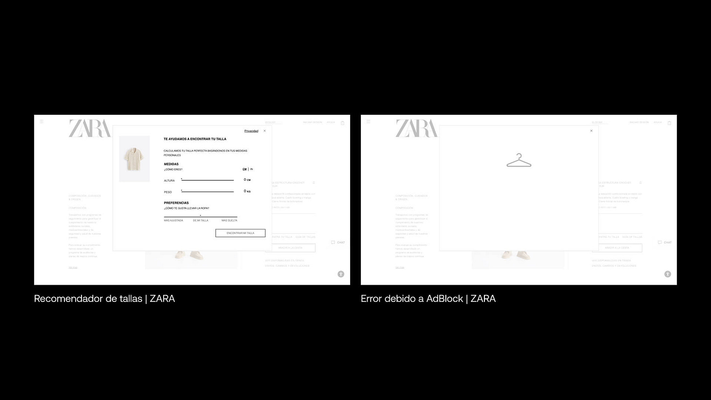 recomendor-tallas-inteligente-zara-tienda-error-adblock