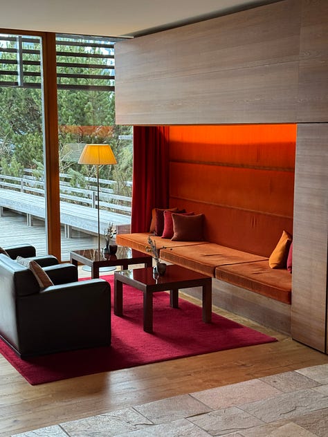 The library shelves are full of art books.