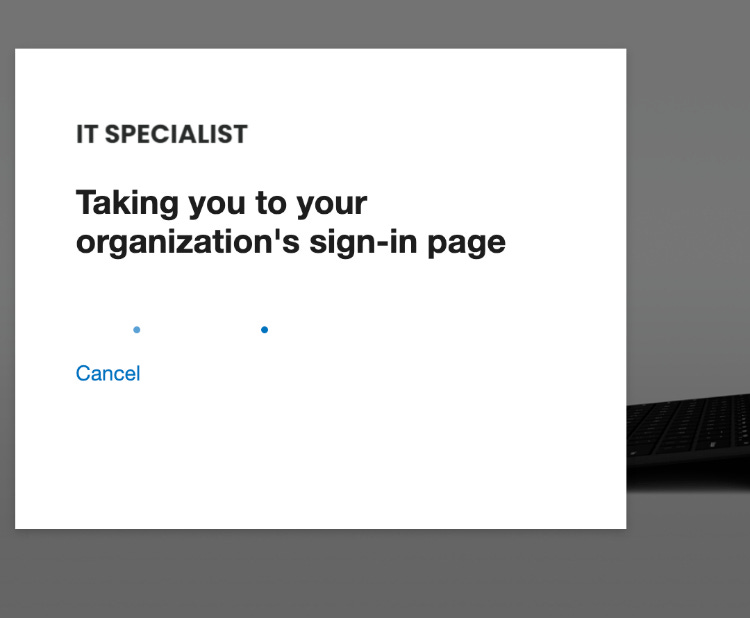 Taking to your organizations login page Taking to your organizations login page