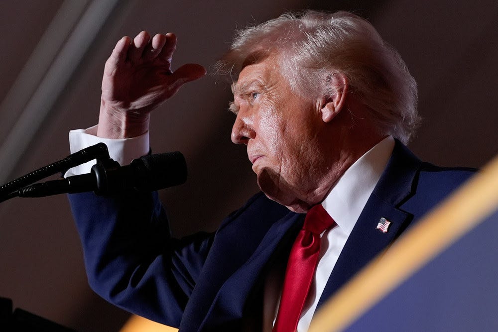 President Donald Trump looks out into the crowd as he speaks at Mount Airy Casino Resort, Tuesday, Dec. 9, 2025, in Mount Pocono, Pa.