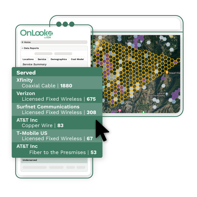 An example of the Served data and capabilities in CostQuest’s OnLook GIS Analytics app