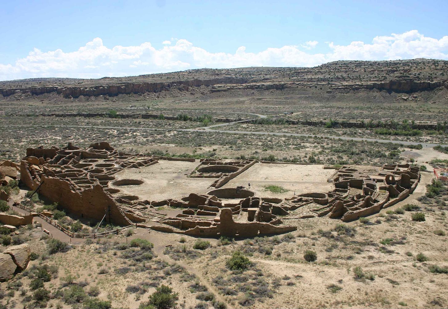 Pueblo Bonito ruins in their landscape setting Pueblo Bonito ruins in their landscape setting