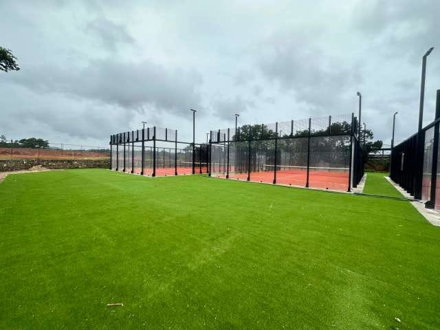 Side view of first-ever high school padel courts in Austin, TX