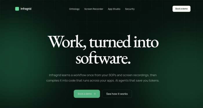 Infragrid homepage screenshot