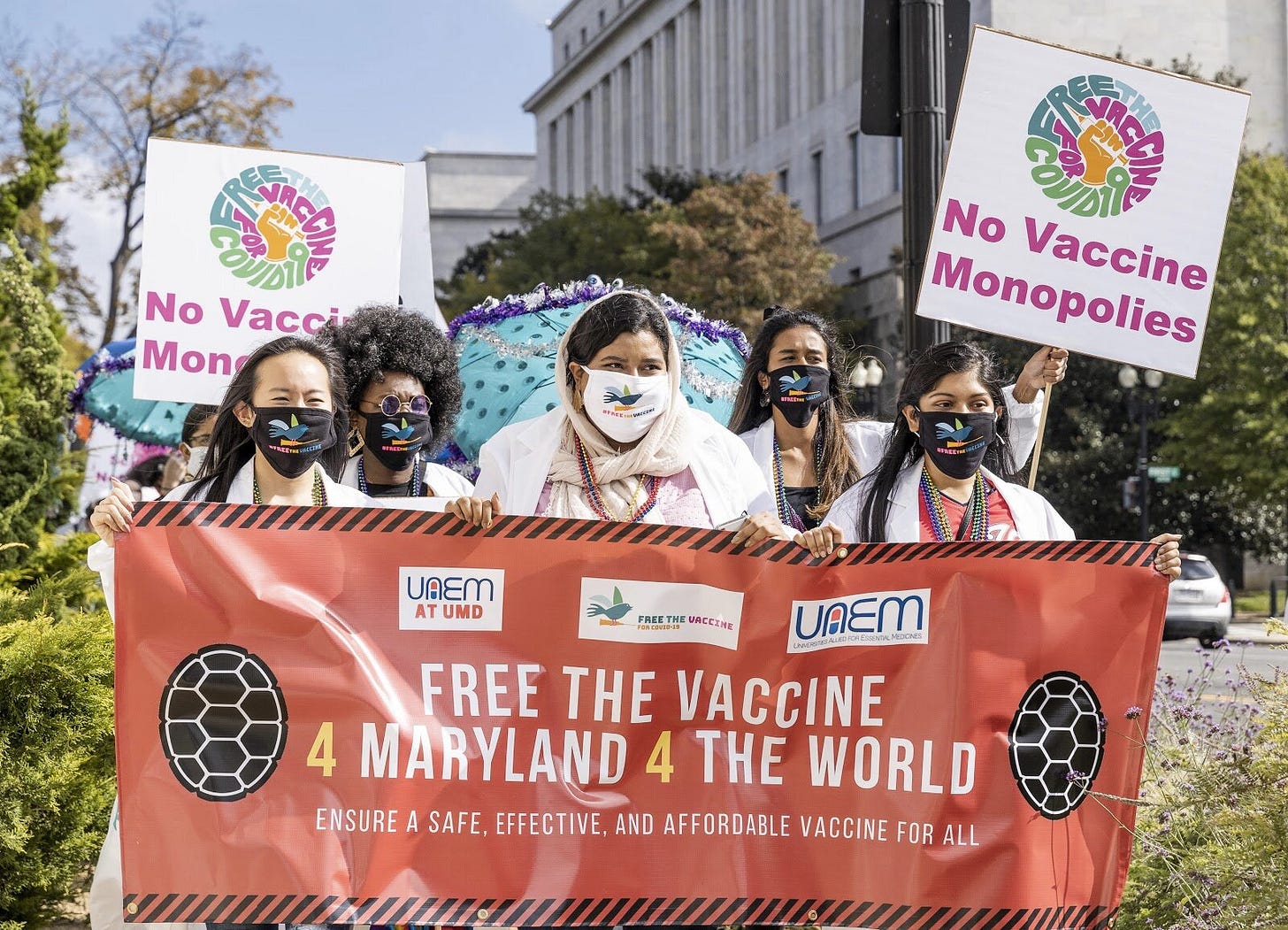 Tayyiaba Farooq during Free the Vaccine protest. Picture by courtesy of Tayyiaba.