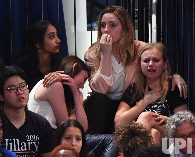 Image result from https://www.upi.com/News_Photos/view/upi/10f6ec7f00351a7ffb4682ea2fead8b3/Supporters-cry-at-Hillary-Clintons-Election-Night-Rally-in-New-York/