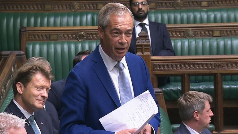'There are more supporters of Brexit in the European Parliament than I  sense there are in this Parliament of 2024', Nigel Farage told the Commons  in his maiden speech.