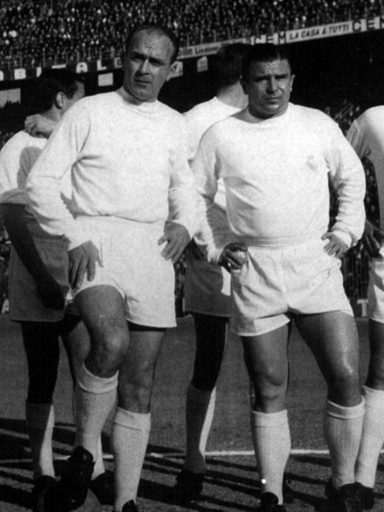 Real Madrid icons Alfredo di Stefano (L) and Ferenc Puskas (R) in the late 1950s. Picture: Supplied