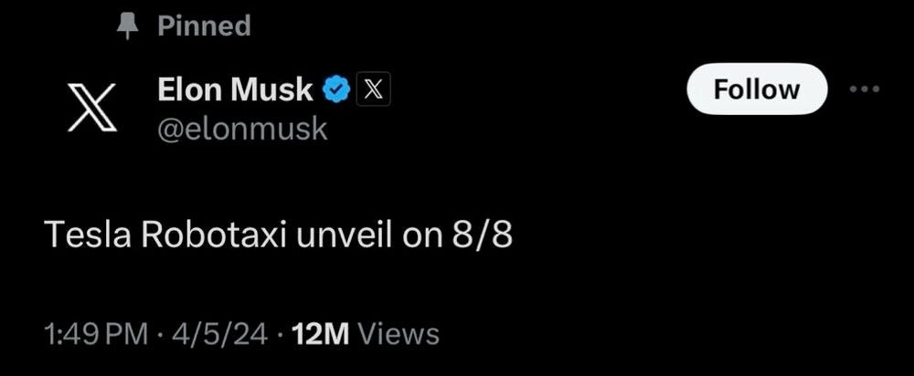 Tesla Robotaxi unveil on 8/8
