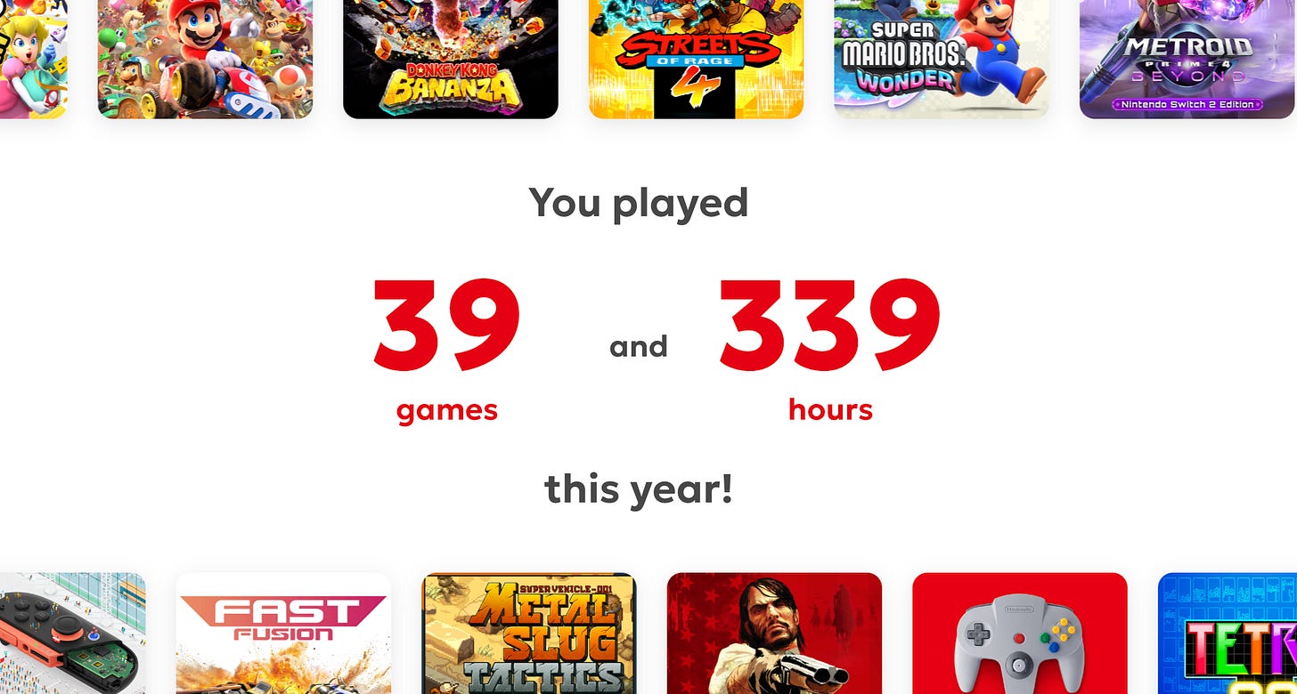 Nintendo Year in Review stats